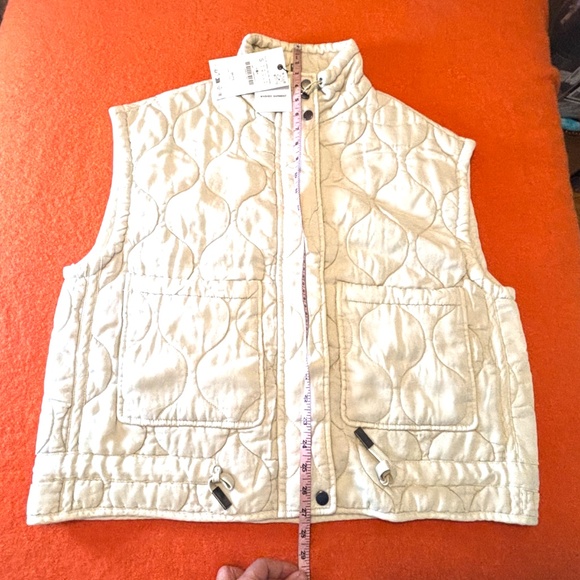 Zara oversized ecru off white lyocell and cotton quilted puffer vest NWT - Picture 11 of 13